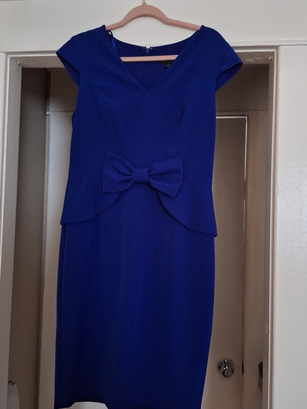 Tahari Royal Blue Midi Dress with Front Bow